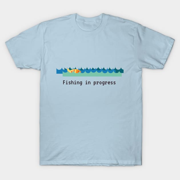 Fishing in Progress with Loading Bar and Pixelated Text T-Shirt by bluerockproducts